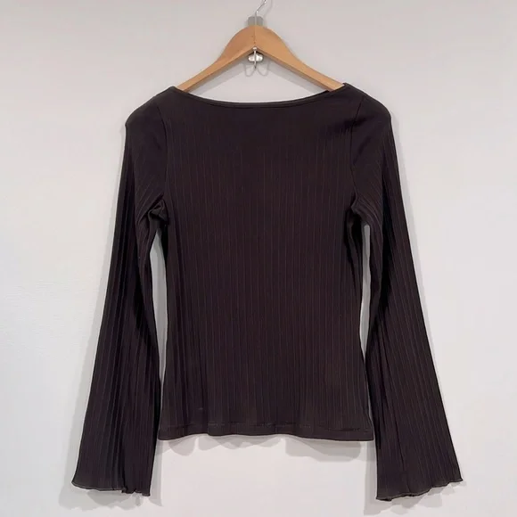 Madewell Brown Long Sleeve Ribbed Shirt XXL NWT - Picture 2 of 4